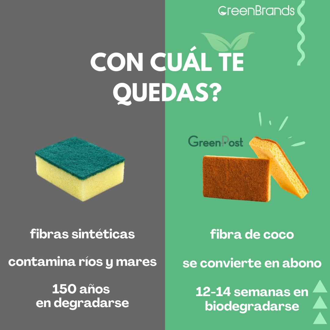 Esponja Compostable de FIBRA DE COCO. Pack 2 unidades