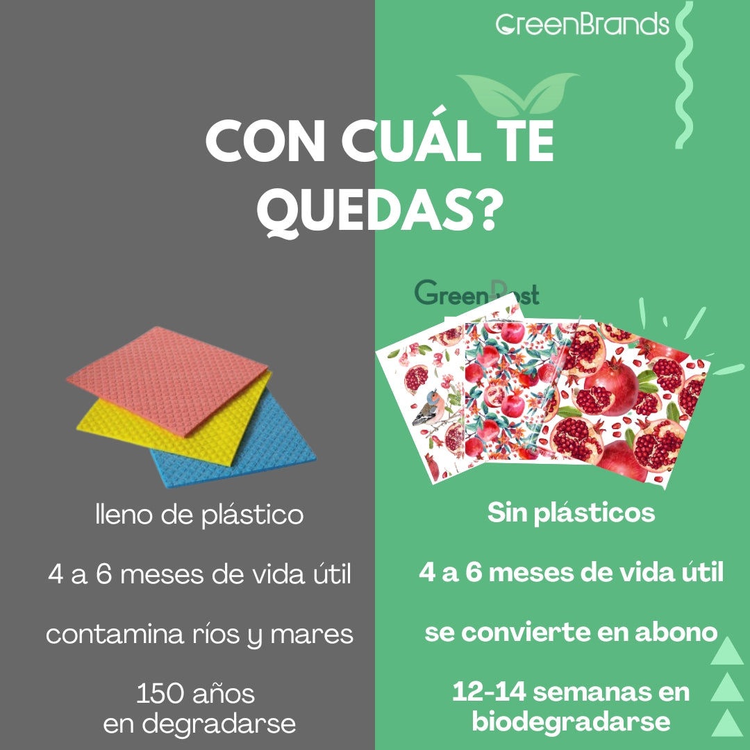 Paño Esponja Compostable (Pack 3) - Diseño Granadas