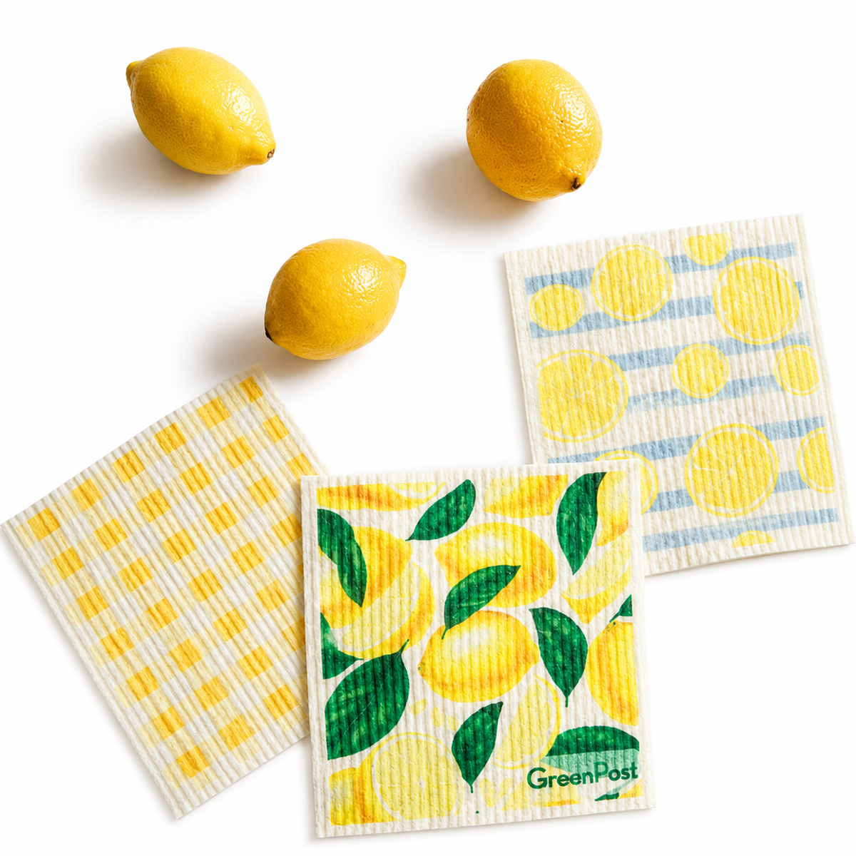 Paño Esponja Compostable (Pack 3) - Diseño Limones