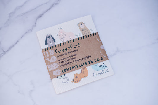 Paño Esponja Compostable (Pack 3) - Diseño Pets