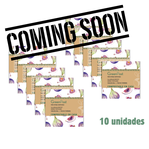 Caja 10 unidades. Paño esponja compostable HIGOS pack 3 unidades.