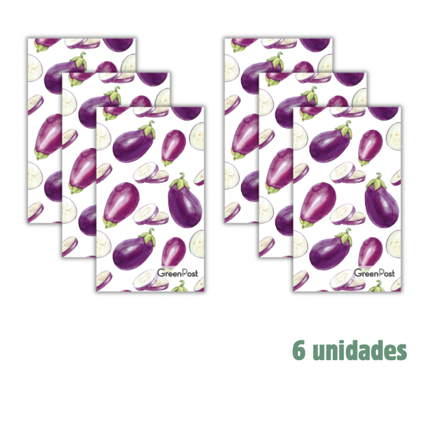 Caja 6 Paños de Cocina- Diseño Berenjenas