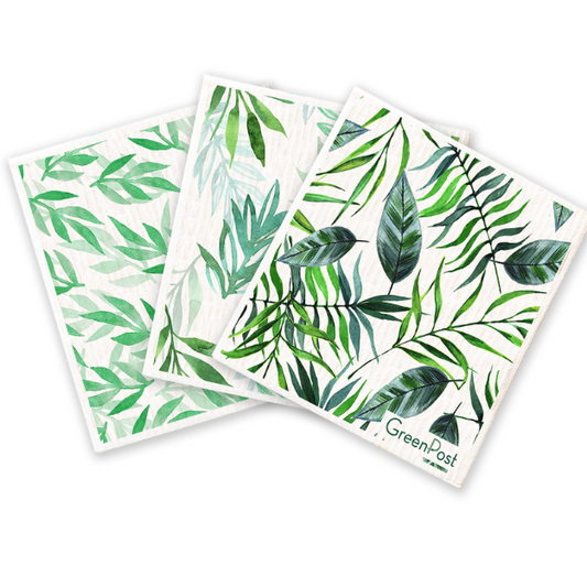 Caja de 10 Packs - 30 Paños Esponja Compostable - Diseño Hojas