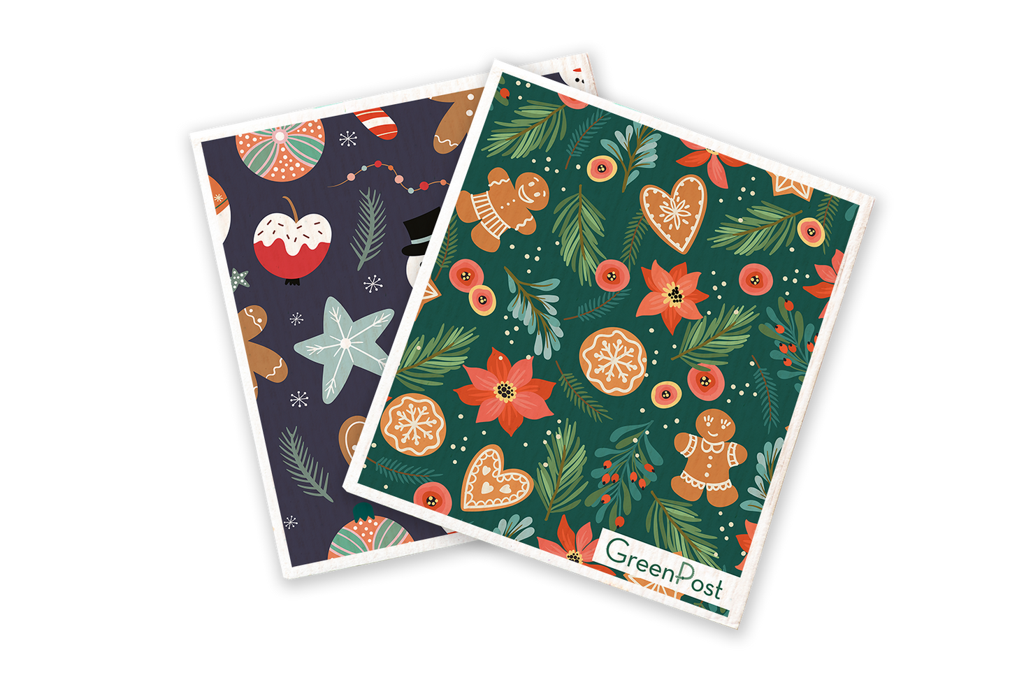 GreenPost Paño Esponja Compostable Navidad. Pack 2 unidades