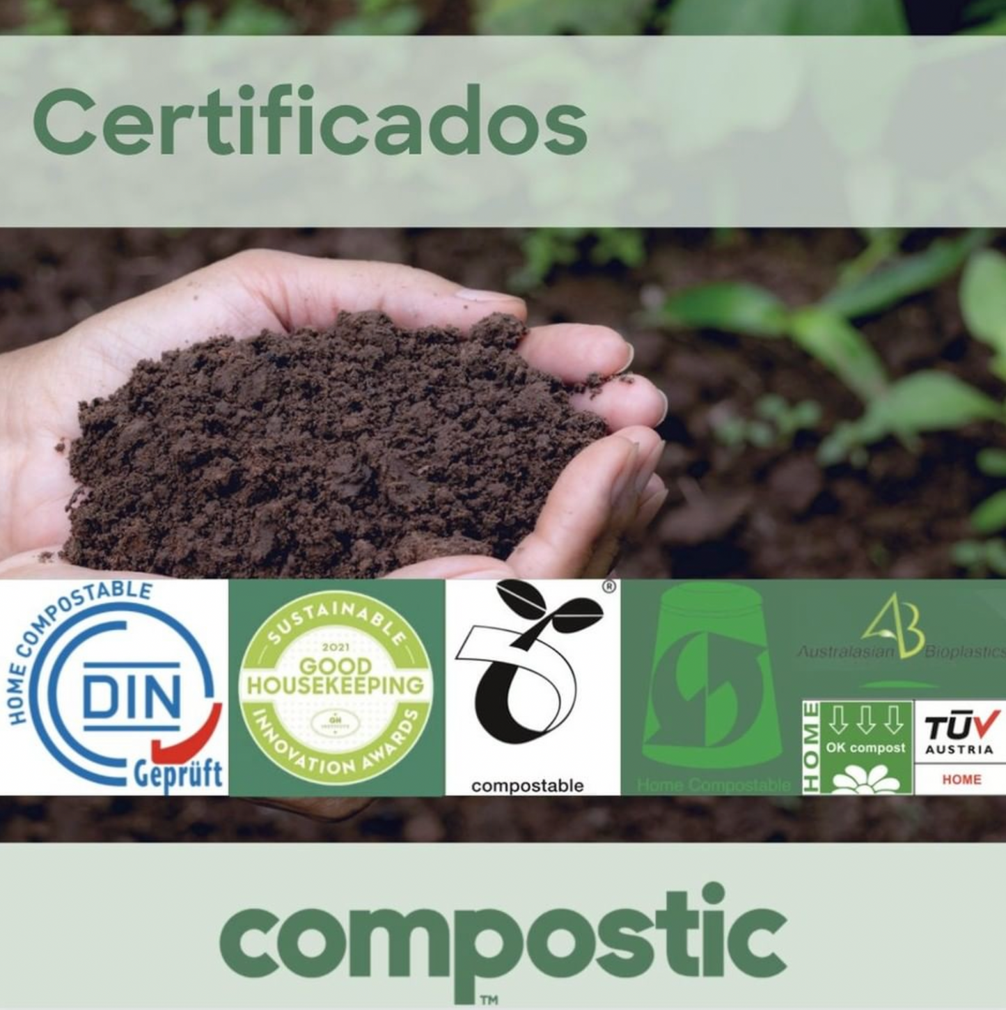 Compostic Caja de 12 unidades de Bolsas reutilizables con cierre sandwich compostables