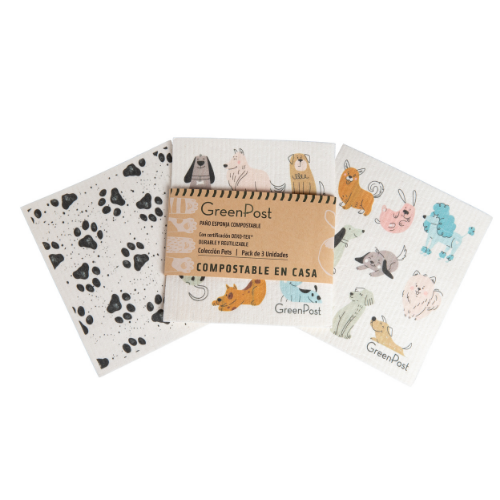 Paño Esponja Compostable (Pack 3) - Diseño Pets