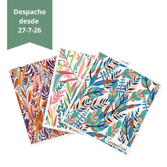Paño Esponja Compostable (Pack 3) - Diseño Ramas