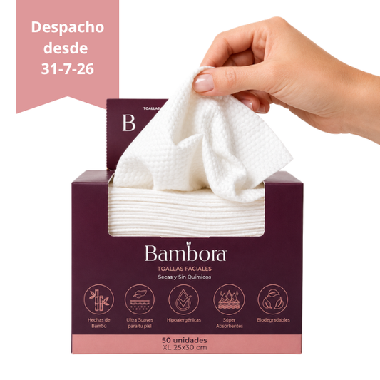 Bambora Toallas Faciales Secas XL – 50 Unidades