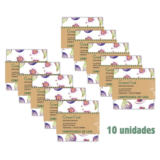 Caja de 10 Packs - 30 Paños Esponja Compostable - Diseño Higos