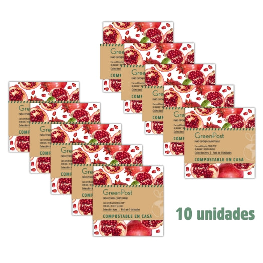 Caja de 10 Packs - 30 Paños Esponja Compostable - Diseño Granadas
