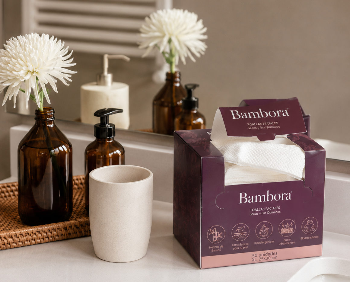 Bambora Toallas Faciales Secas XL – 50 Unidades