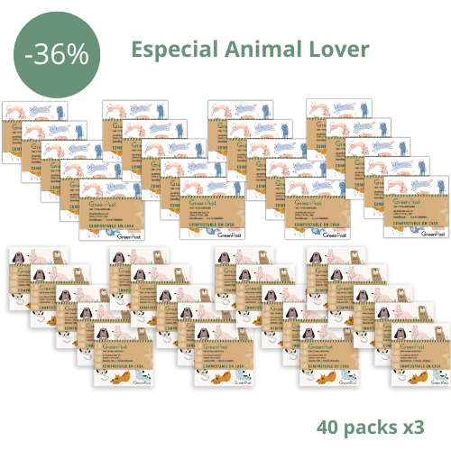 Caja de 40 packs- 120 Paños Esponja Compostables- Animal Lover