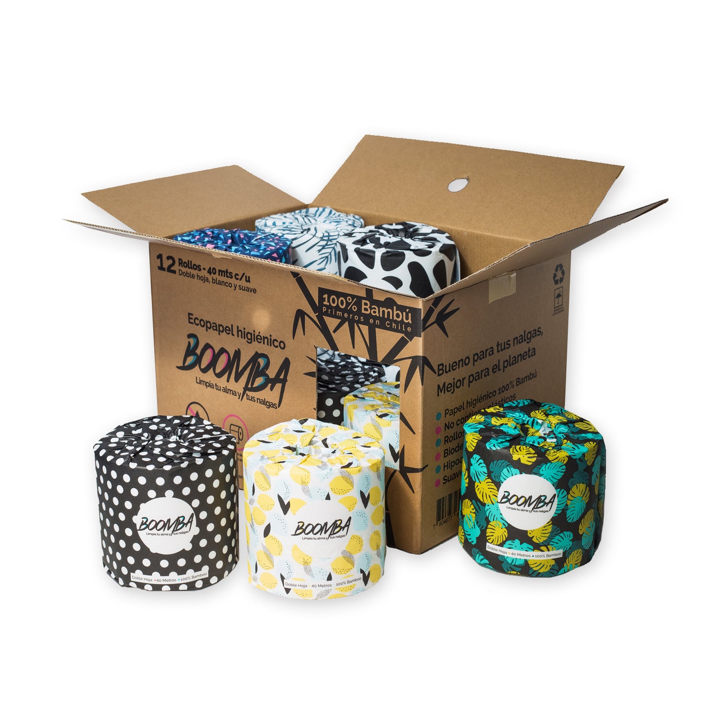 Papel Higiénico de Bambú - Pack 12 Rollos (Boomba)