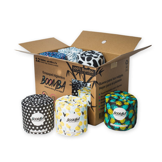 Papel Higiénico de Bambú - Pack 12 Rollos (Boomba)