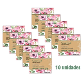 Caja de 10 Packs - 30 Paños Esponja Compostable - Diseño Flores