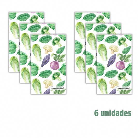 Caja 6 Paños de Cocina- Diseño Verduras