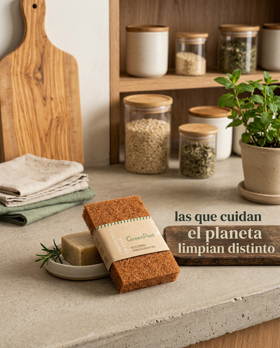 Esponja Compostable de FIBRA DE COCO. Pack 2 unidades
