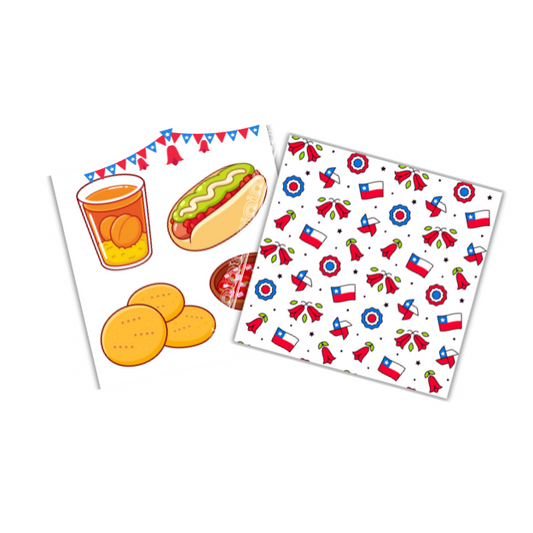 Caja 10 unidades. Paño esponja compostable Fiestas Patrias pack 2 unidades.