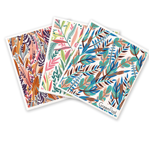 Caja de 10 Packs - 30 Paños Esponja Compostable - Diseño Ramas