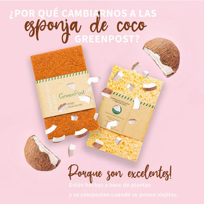 Esponja de coco. Esponja ecológica de fibra de coco. Producto sustentable.